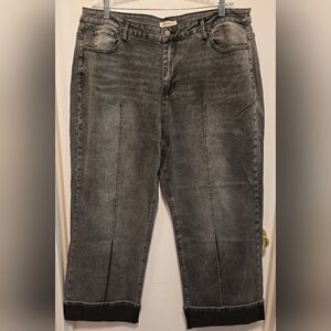 (F) Indigo Thread Women's Relaxed Fit Black Denim Washed Out Jeans